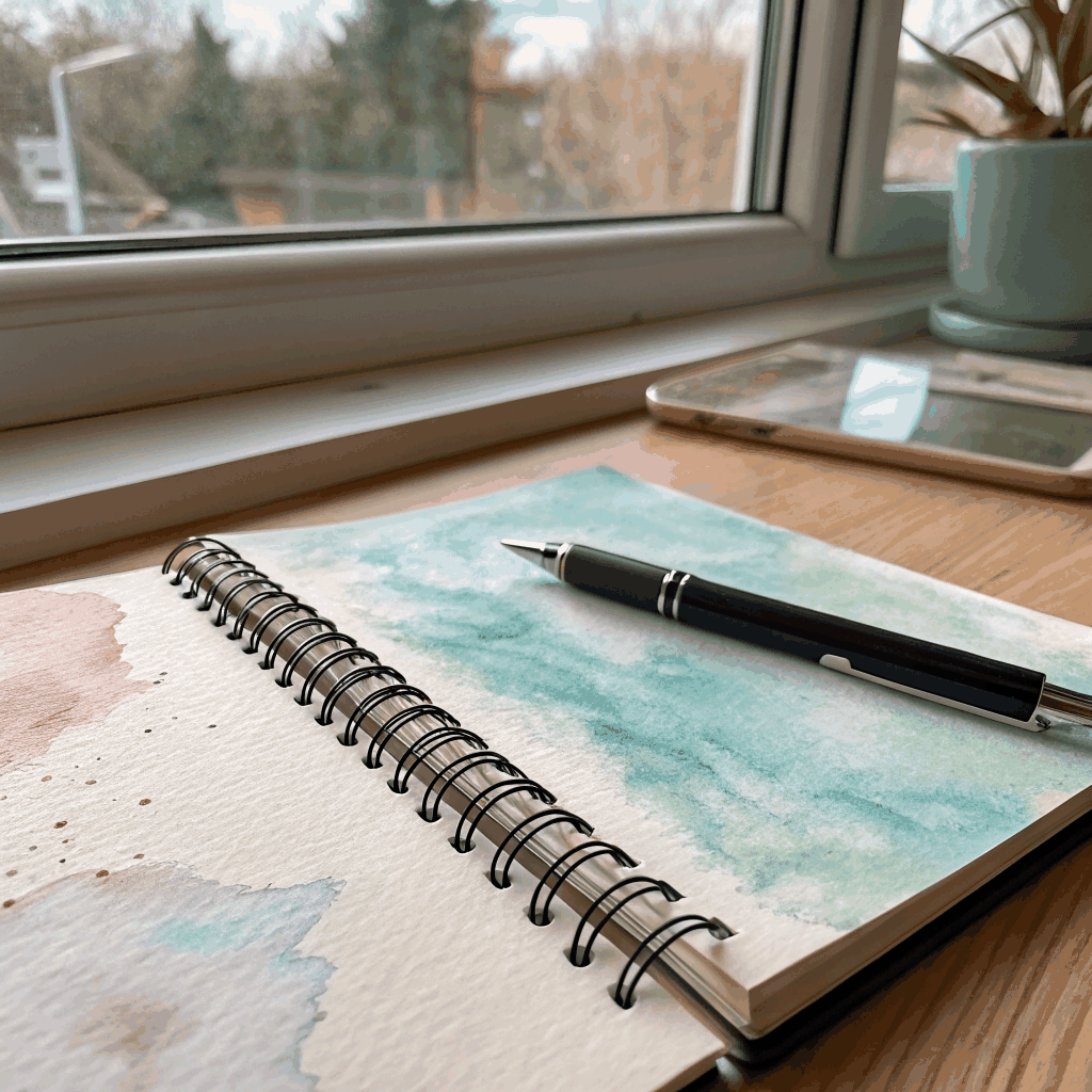 Carnet de notes et éléments naturels